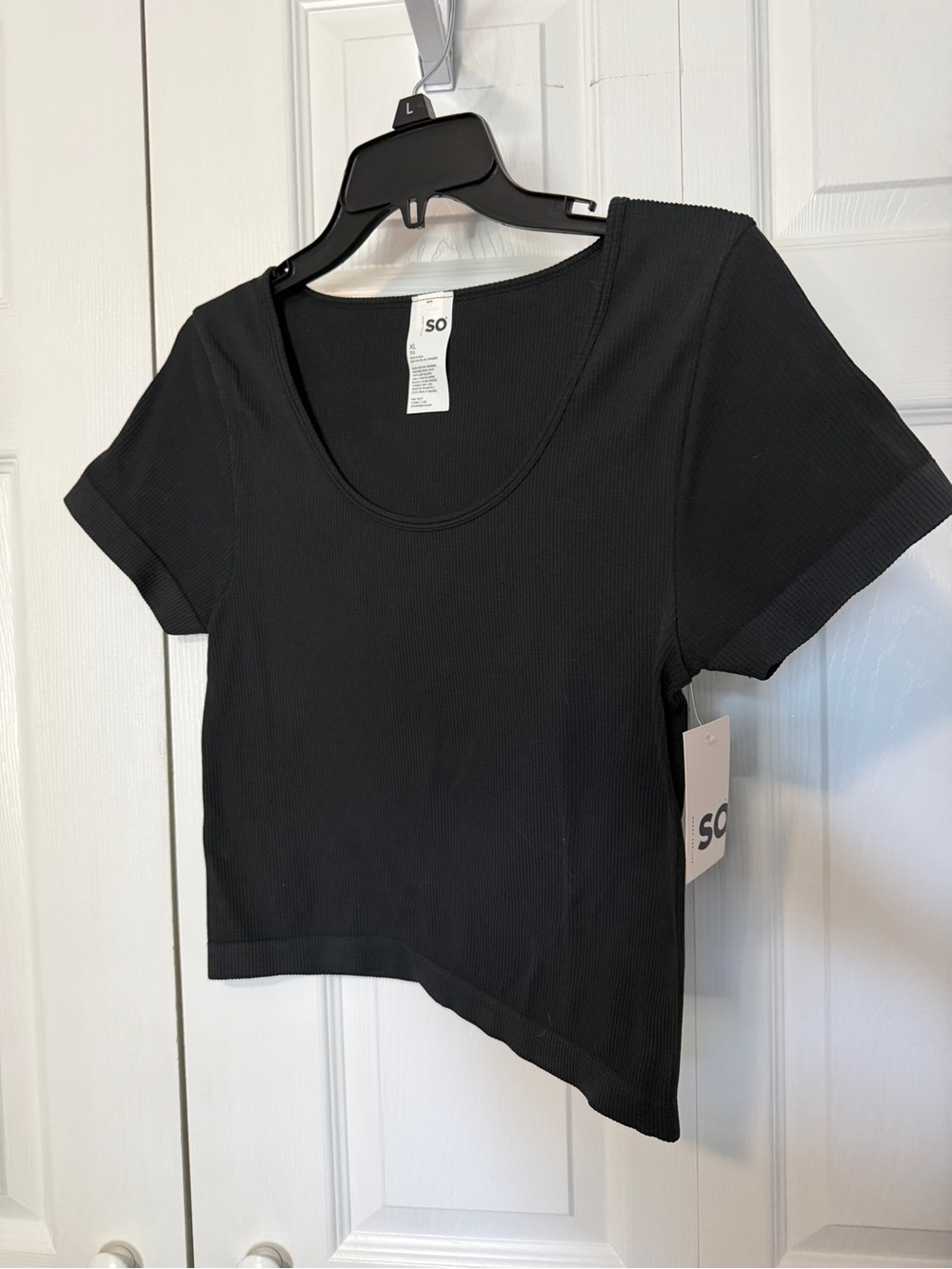 SO Black Ribbed Stretch Tee XL Top NWT